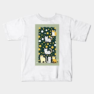 Feline Dotscape: Whiskered Wonders Kids T-Shirt